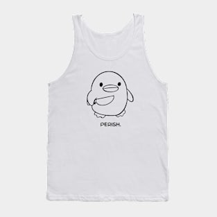 'Perish.' Funny Cute Duck with Knife Meme Design Tank Top